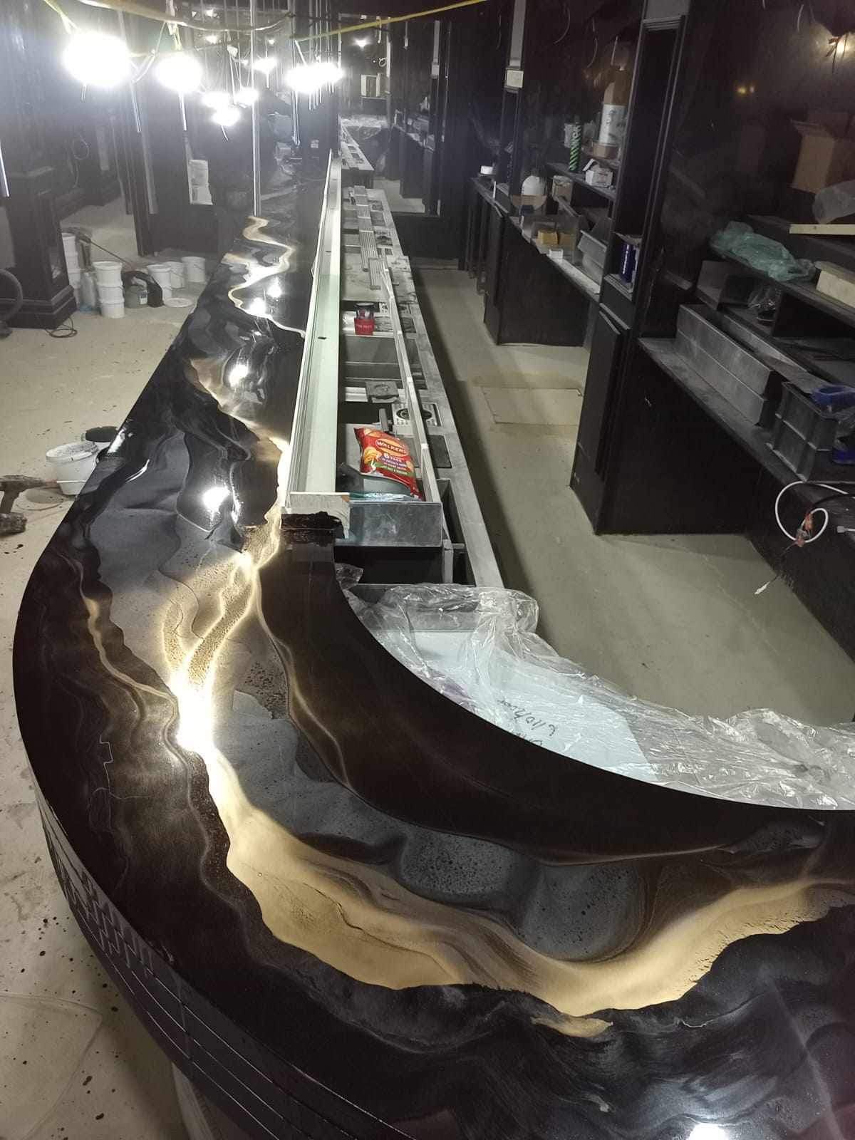 Black & Gold Metallic Bar Top — Hand-Poured Bar Surface in Birmingham